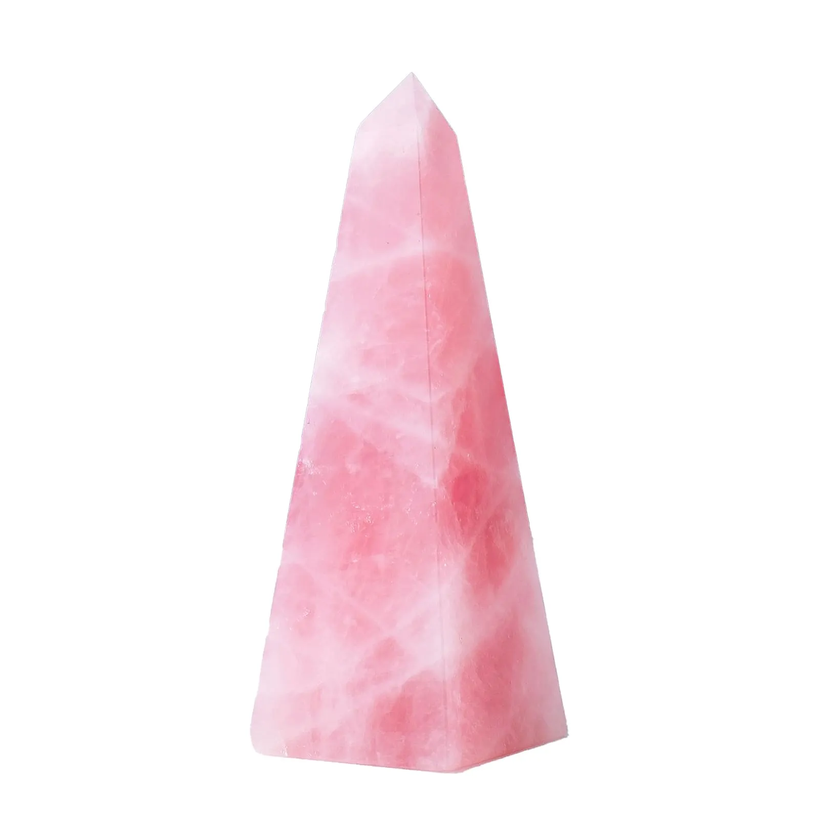 Runyangshi Large Natural Rose Quartz Tetrahedral Tower Energy Generator 3.9x1.33in Healing Crystal