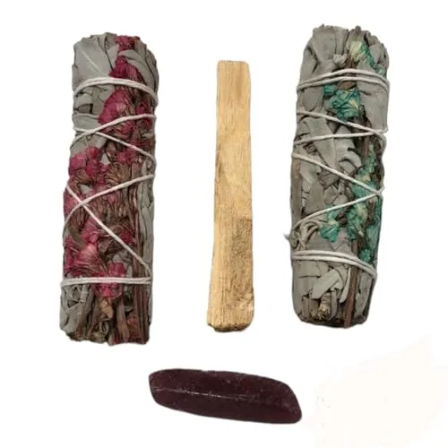 Sage and Palo Santo Pocket Crystals Set for Cleansing and Self Care