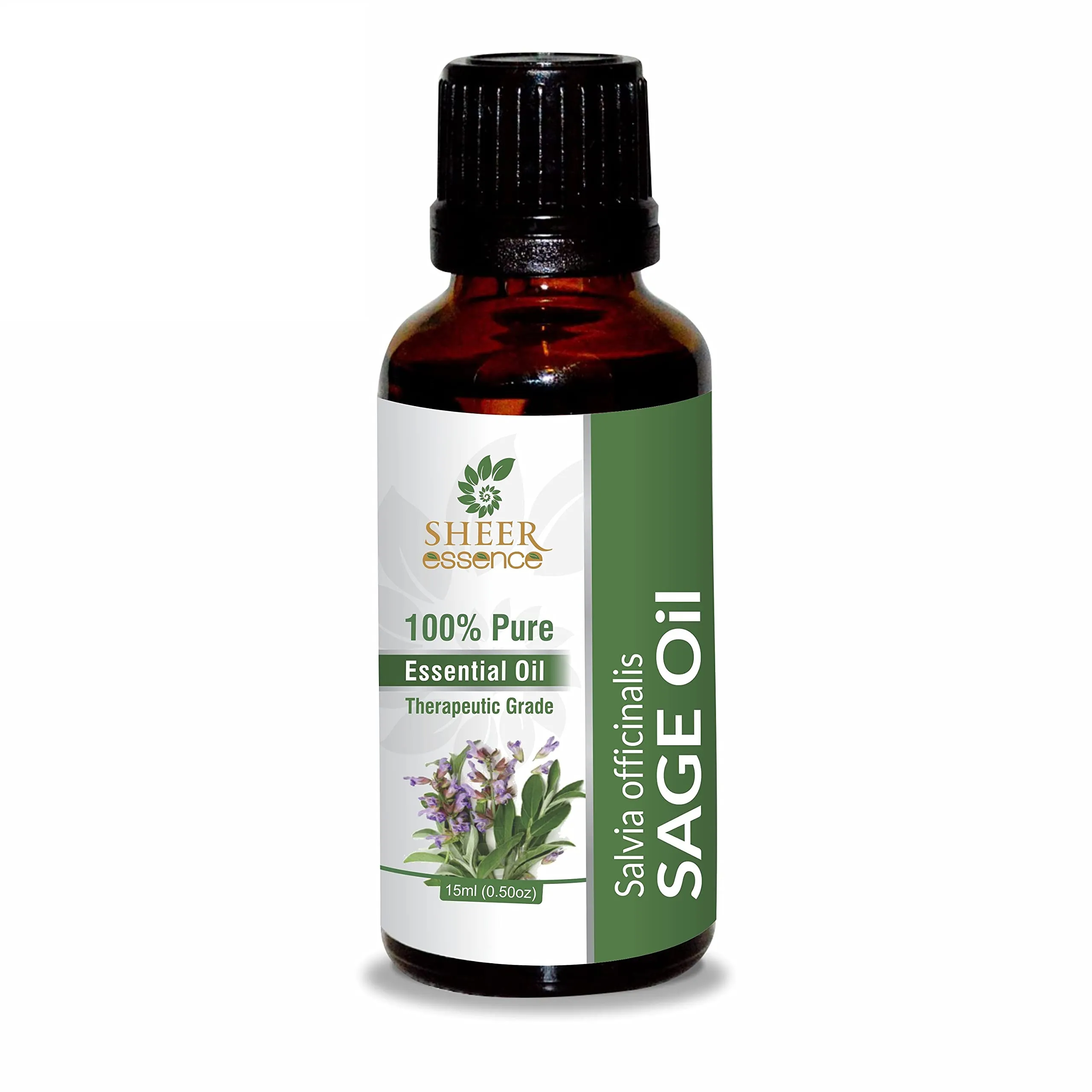 Sage Oil 100% Pure Essential Oil - Natural, Undiluted, Therapeutic Grade, 0.51 Fl.OZ