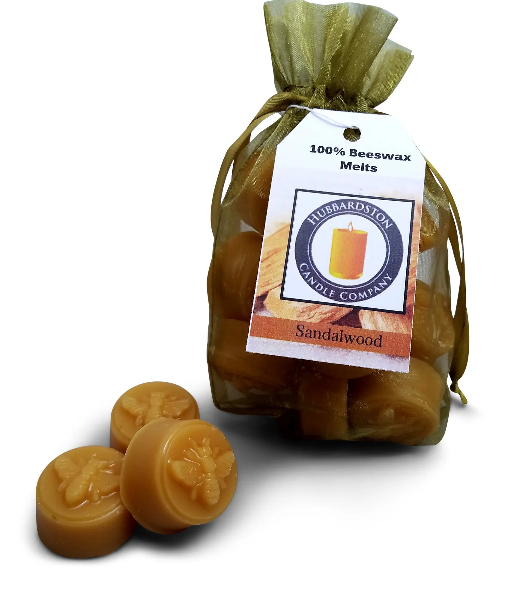 Sandalwood Scented Beeswax Melts - Hand Poured, 12 Pieces, 100% Natural & Long-Lasting Aroma