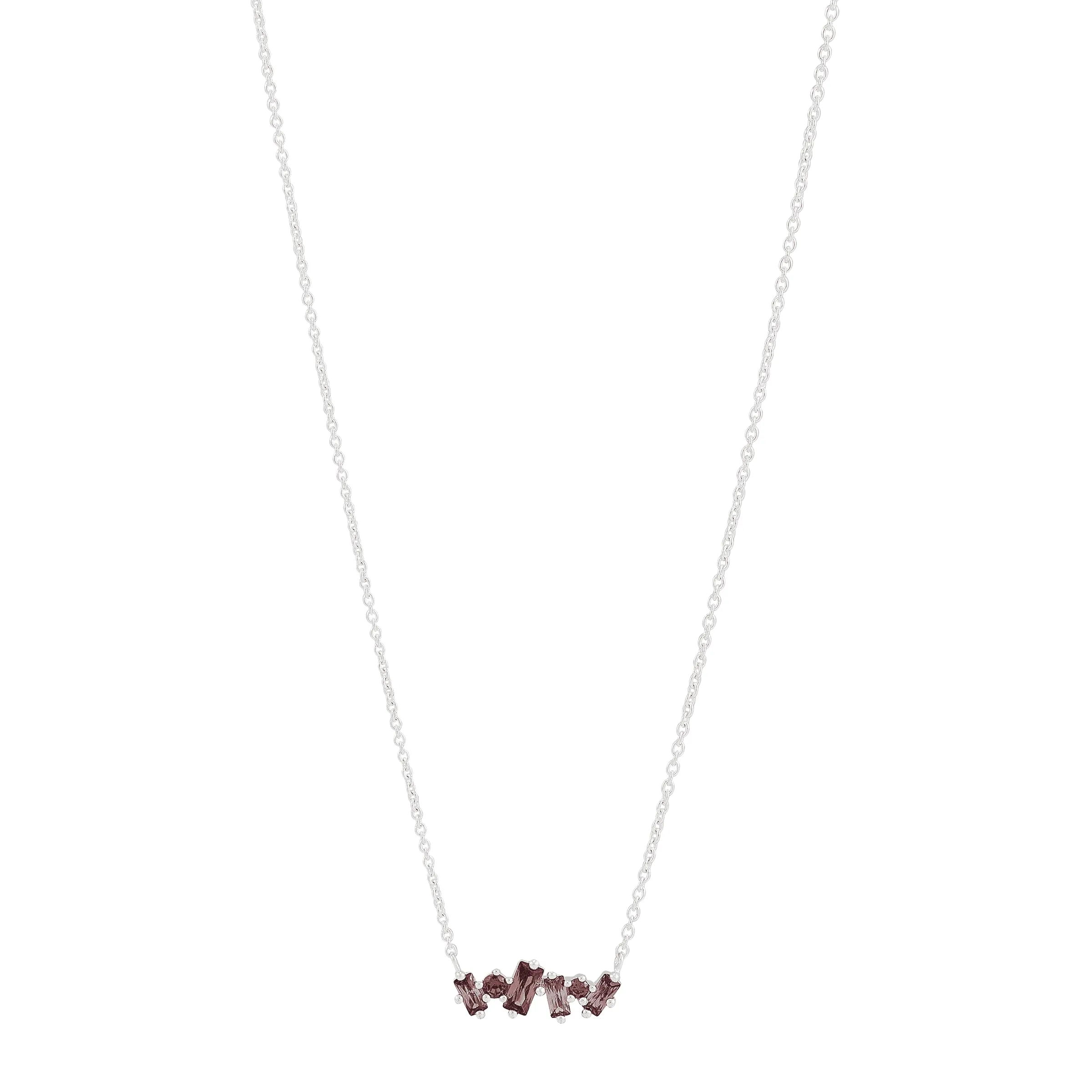 Scatter About Cubic Zirconia Necklace in Sterling Silver, 18' with Intense Red Stones