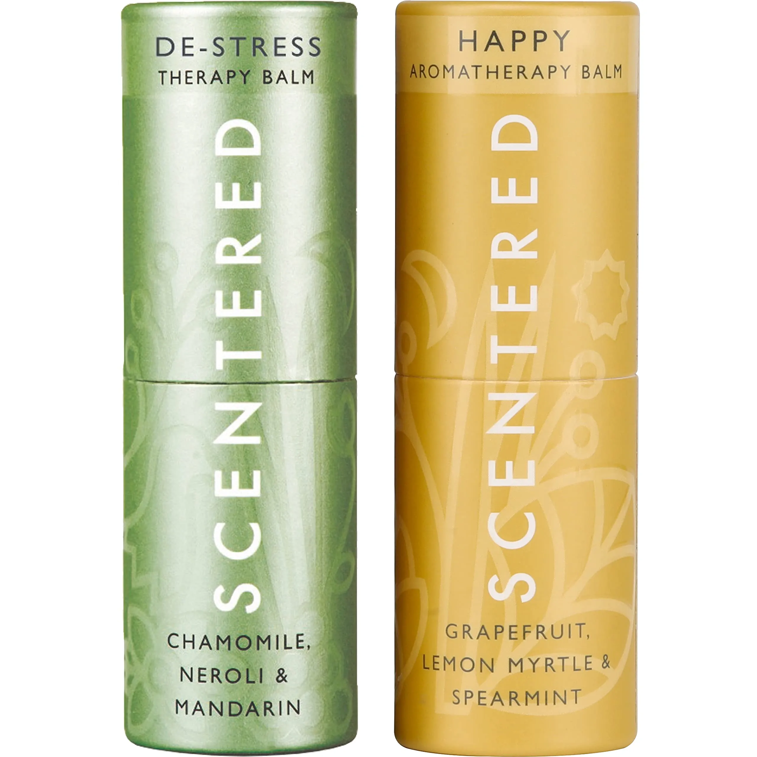 Scentered DE-STRESS & HAPPY Aromatherapy Inhaler Balm Gift Set - Natural Essential Oil Blends