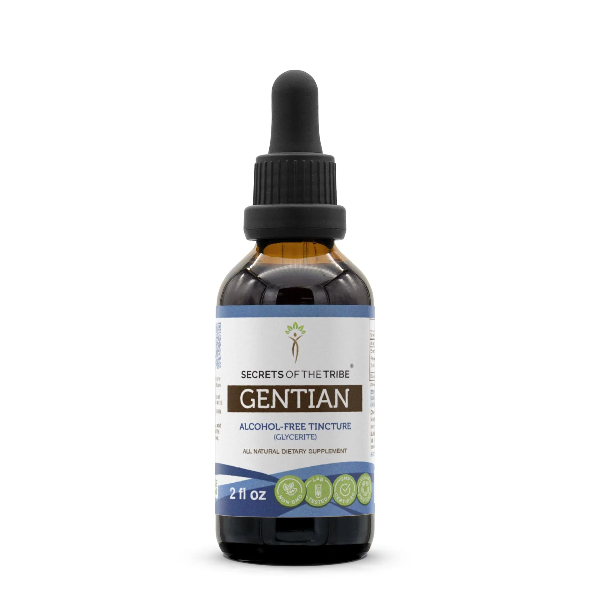 Secrets of the Tribe Gentian Tincture Alcohol-Free Extract, 2 FL OZ, Natural & Gluten-Free