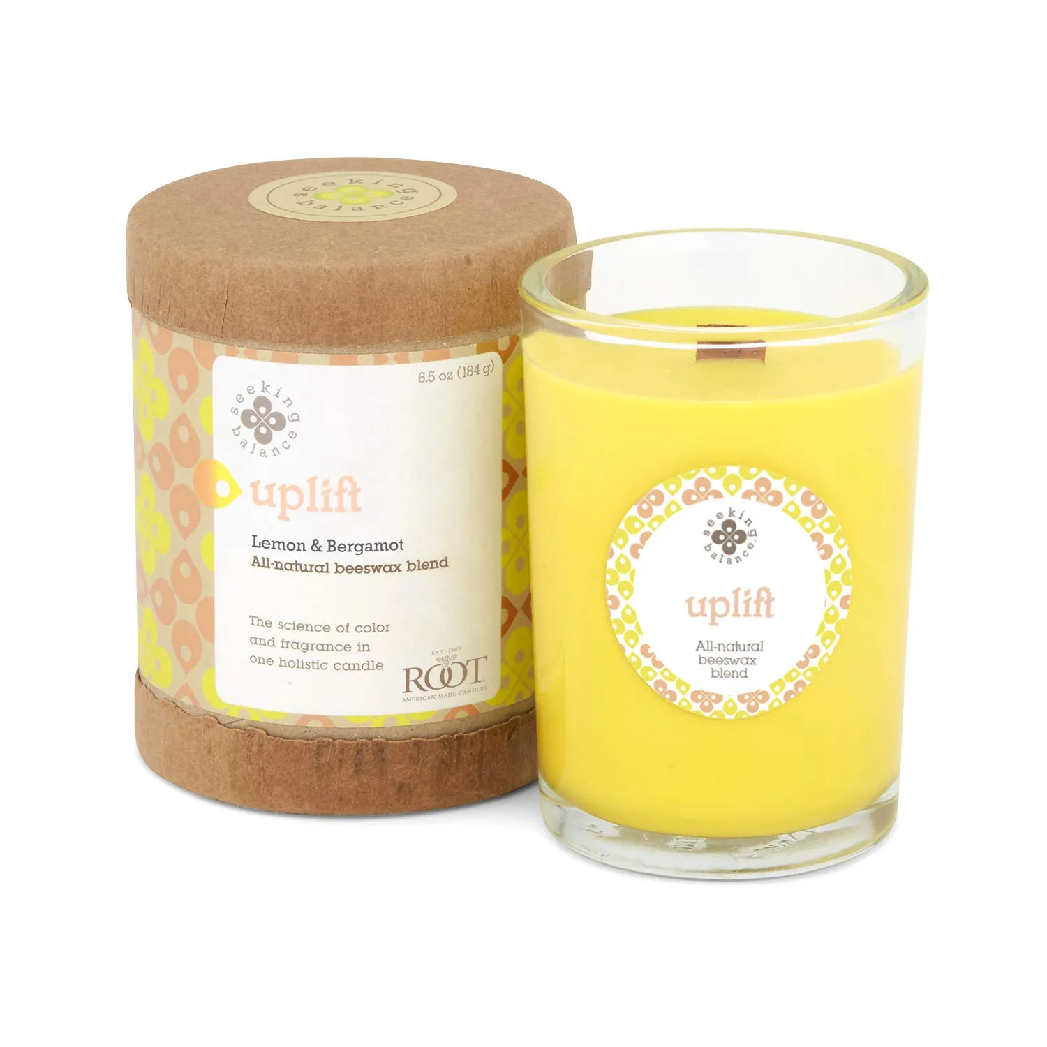 Seeking Balance Wood Wick Spa Candle 6.5-Ounce Uplift with Lemon & Bergamot Aromatherapy