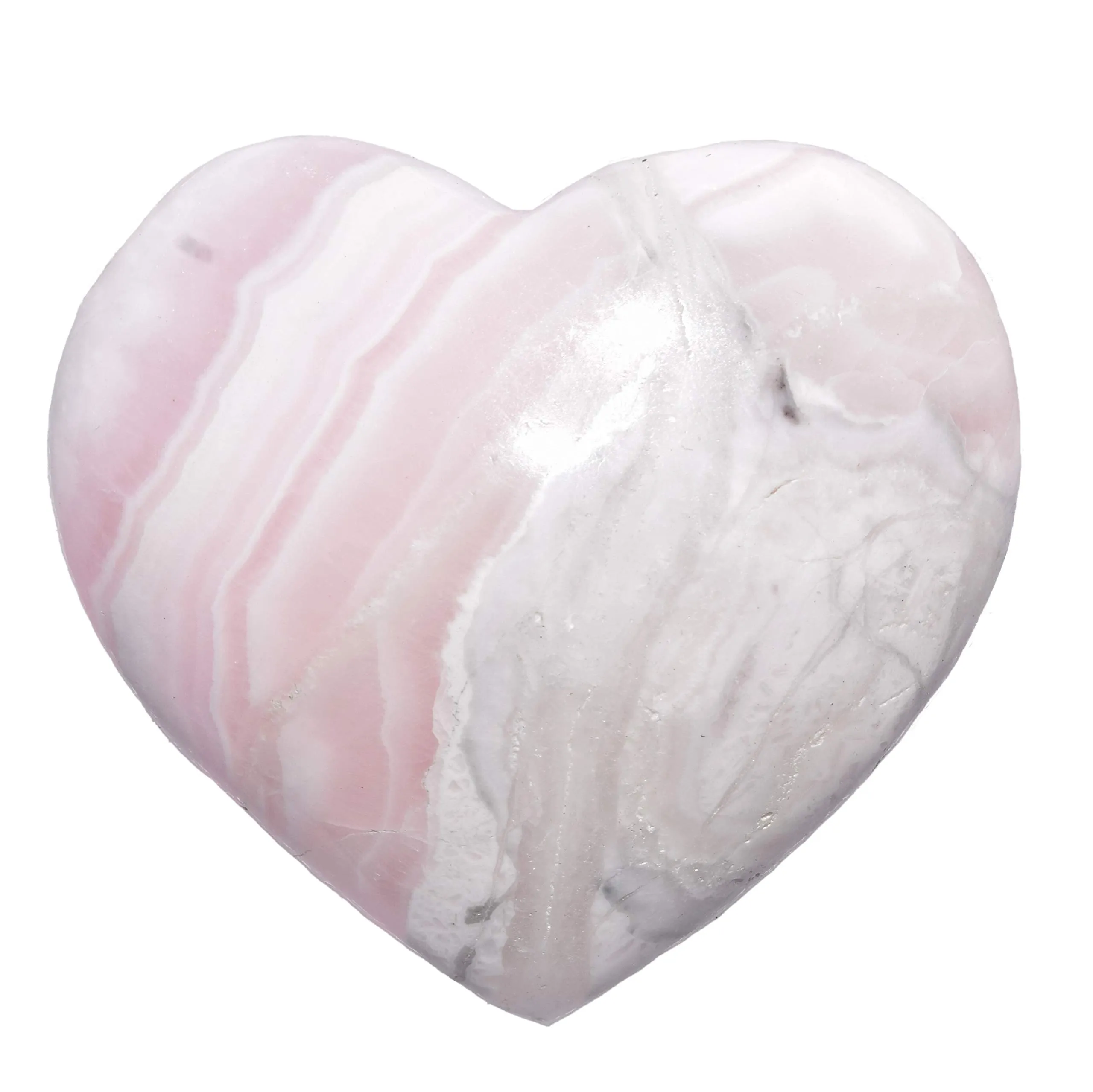 Selenite Charged Hand-Carved Natural Gemstone Crystal Pocket Heart - Pink Mangano Calcite 2'