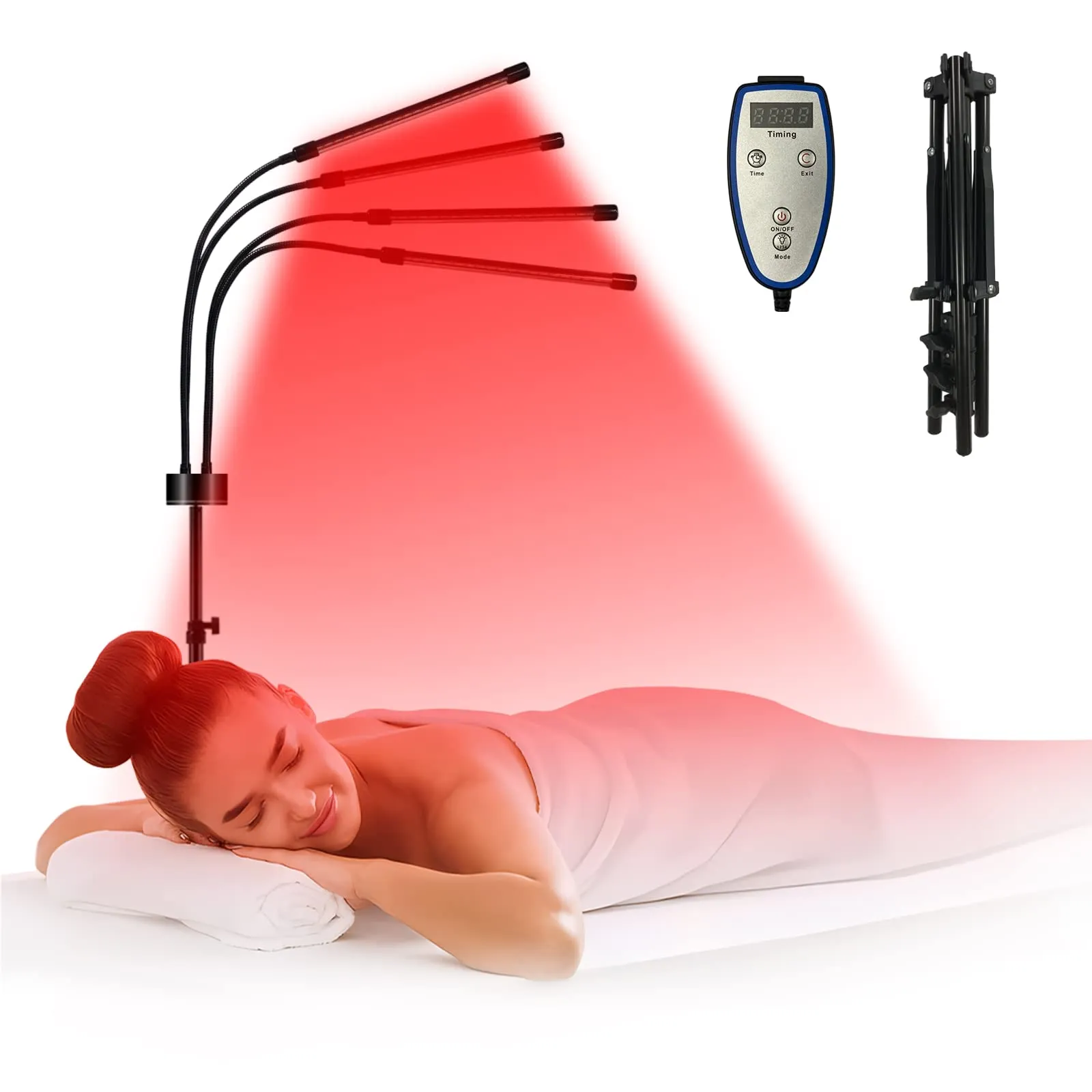 Shyineyou Red Light Therapy Lamp, 80 LEDs 660nm & 850nm Infrared, Adjustable Tripod Stand