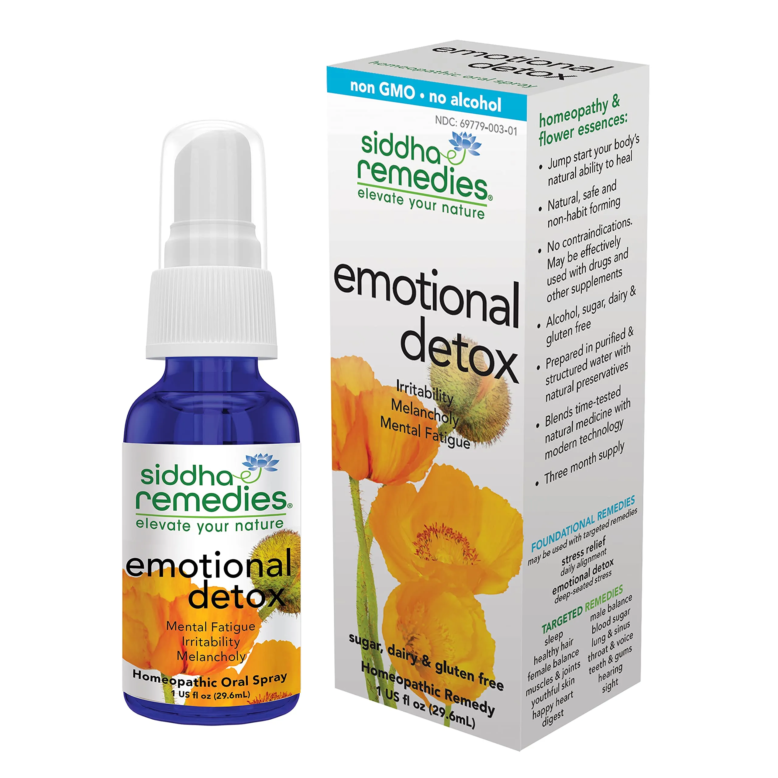 Siddha Remedies Emotional Detox Oral Spray for Melancholy, Irritability & Mental Fatigue