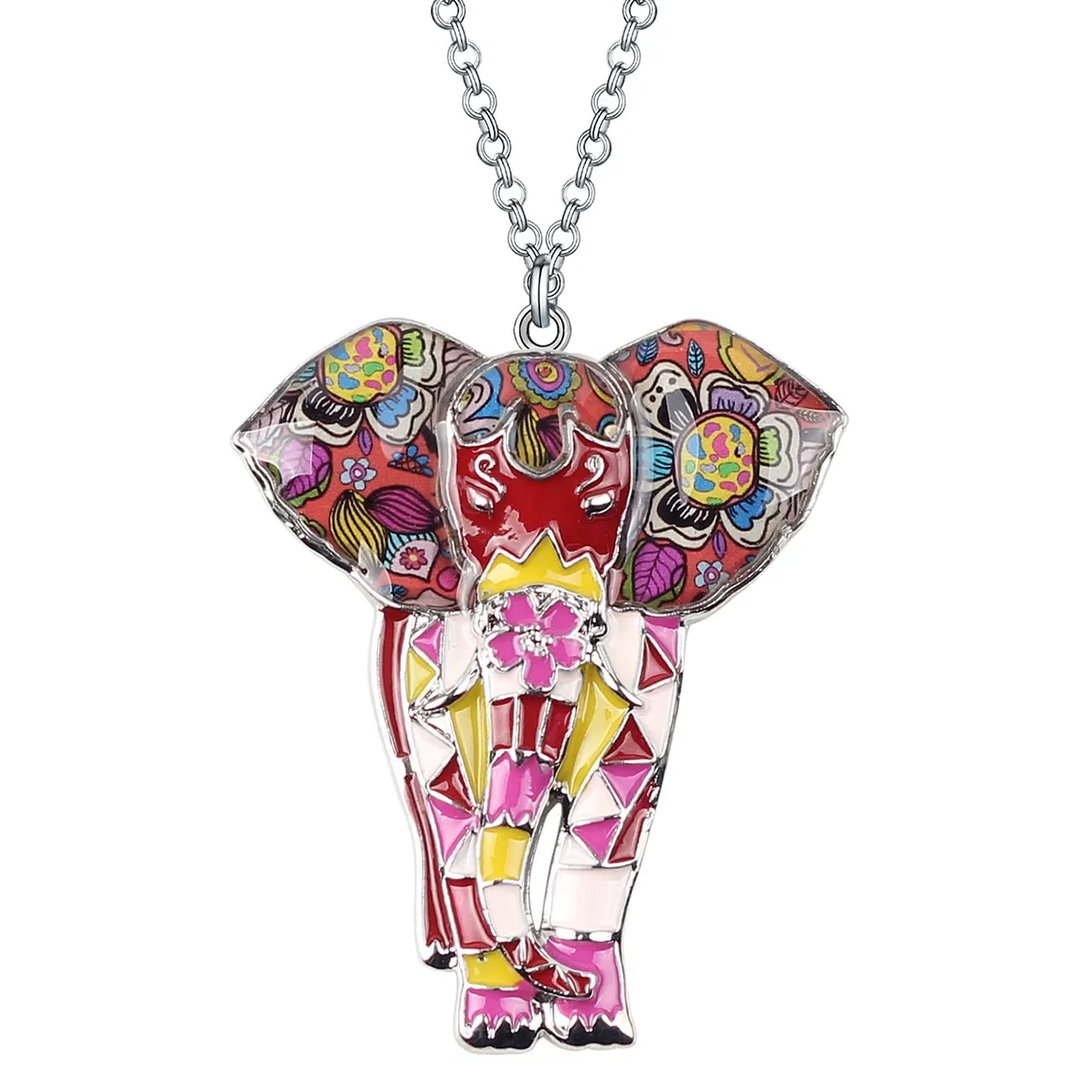 Signature Africa Wildlife Collection SUNRISE Jungle Safari Wild Elephant Enamel Pendant Necklace