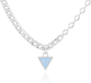 Silvertone Statement Chain Logo Necklace – Bold Fashion Accessory for Every Occasion