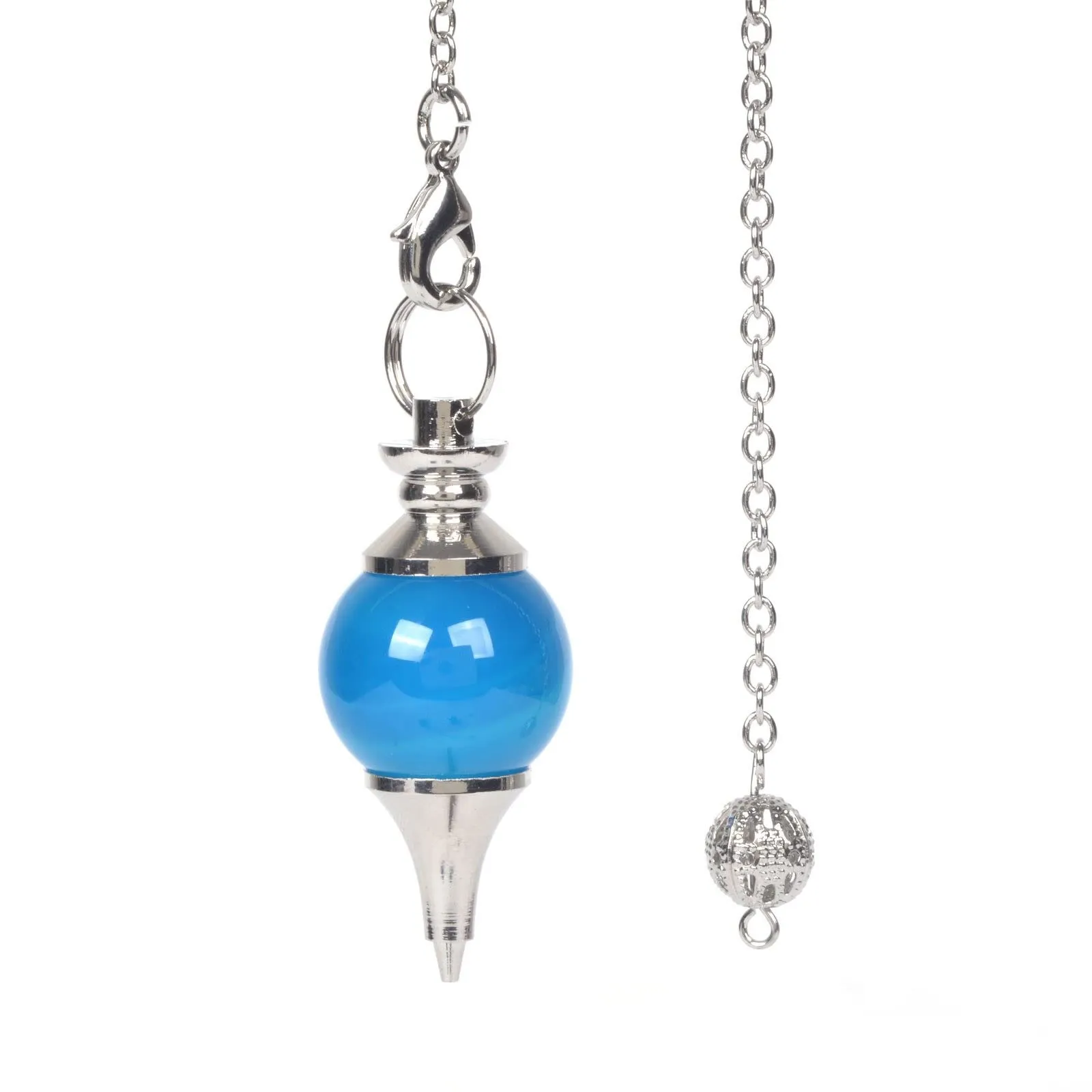 Sky Blue Agate Gemstone Dowsing Pendulum 40mm - Crystal Healing, Chakra Reiki Point