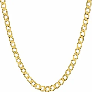 Smooth Rounded Curb Link Chain Necklace - 24k Real Gold Plated