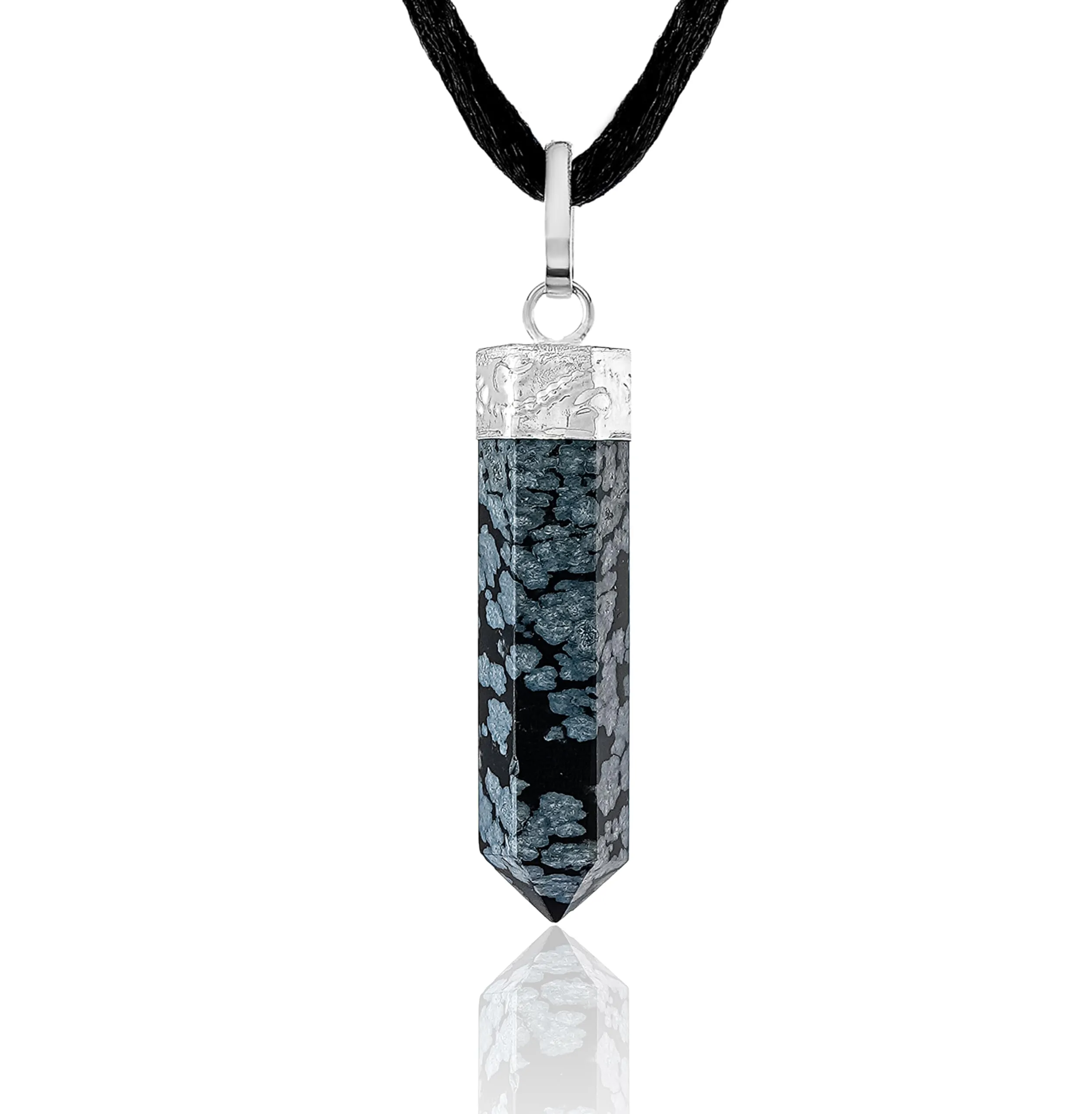 Snowflake Obsidian Healing Crystal Necklace - Inner Peace & Clarity, Growth & Protection Pendant