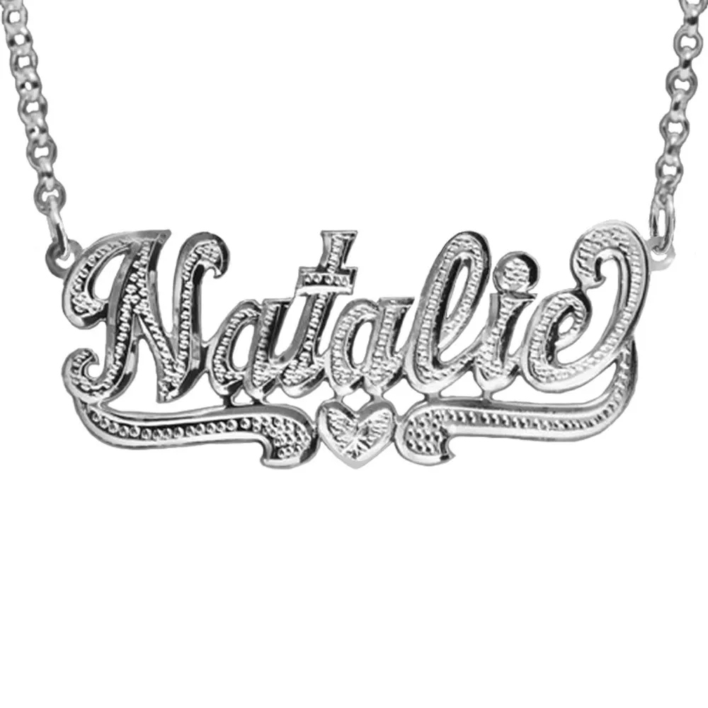 SNS355 Personalized 1.75' Sterling Silver 3D Name Necklace with 18' Rolo Chain