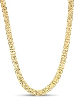 Solid 14K Gold Bismark Mesh Chain Necklace - Hypoallergenic Smooth Finish Unisex Design