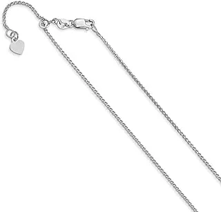 Solid 14K White Gold 1.2mm Adjustable Diamond-Cut Loose Rope Chain Necklace 30'