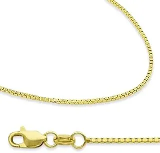 Solid 14k Yellow Gold Box Chain Necklace 1.3mm 20' with Secure Lobster Clasp