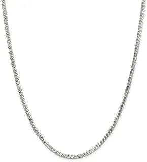 Solid 925 Sterling Silver 3.4mm Diamond-Cut Square Franco Necklace Chain with Lobster Clasp