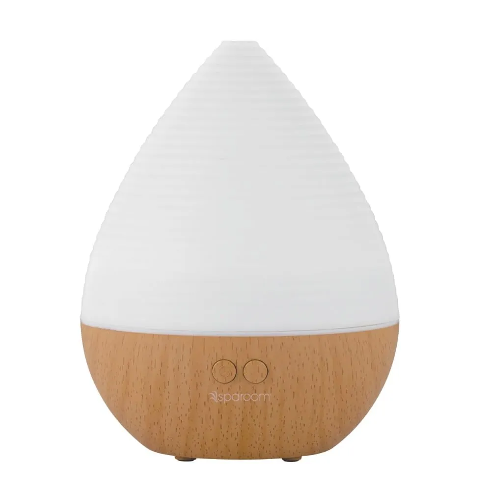 SpaRoom BotanicAir Aromatherapy Essential Oil Diffuser - White Ribbed Top with Woodgrain Base