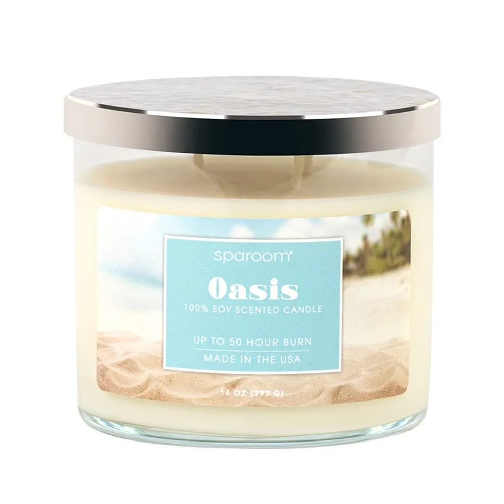 SpaRoom Oasis 3-Wick Candle with Citrus, Marine & Bergamot Notes in 14oz Glass Jar