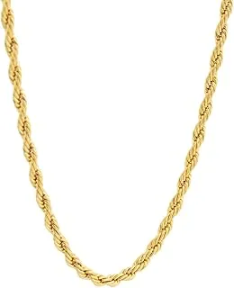 Stainless Steel 4mm Twist Rope Chain Necklace, 22' to 28' Adjustable Length