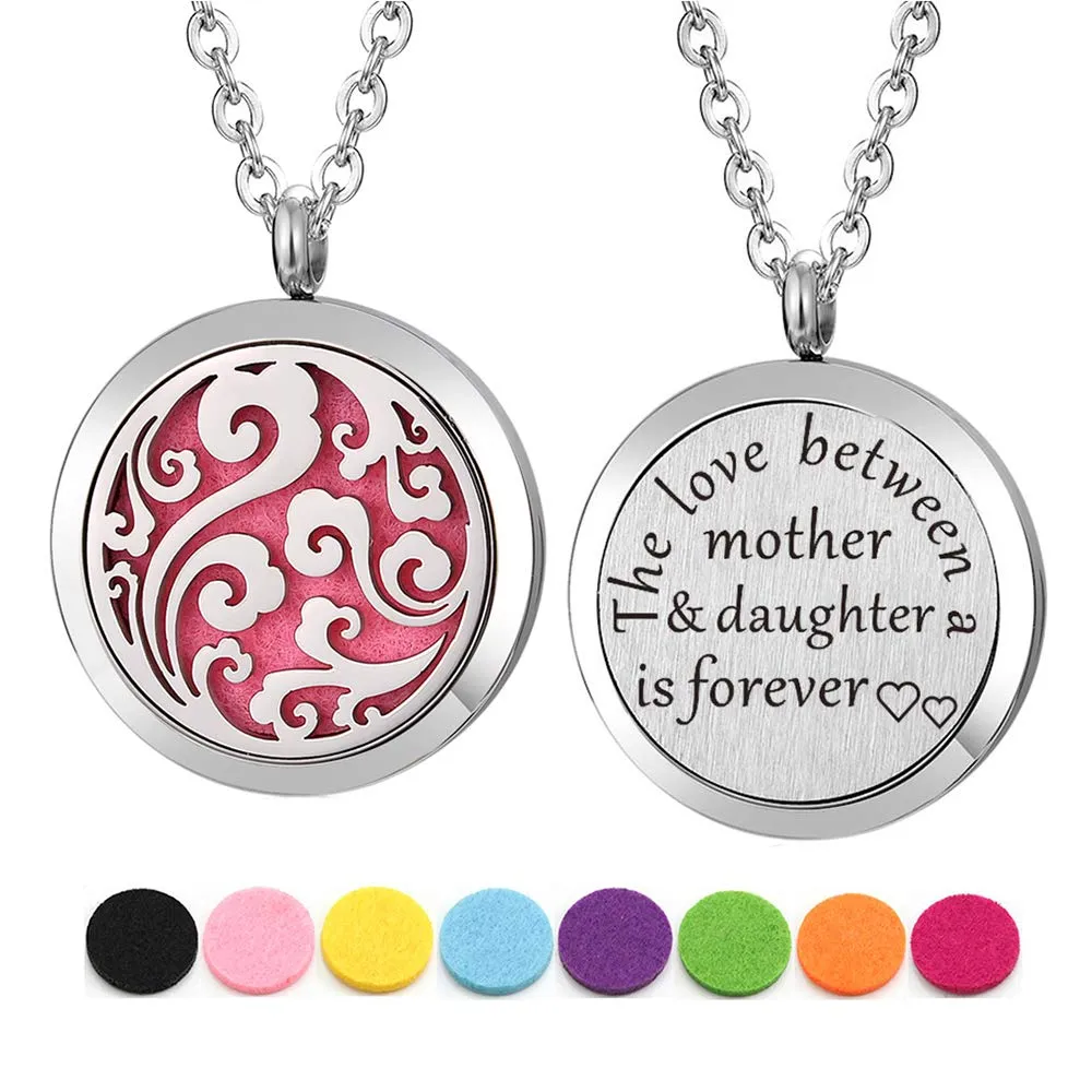 Stainless Steel Aromatherapy Essential Oil Diffuser Necklace for Mother-Daughter Bond