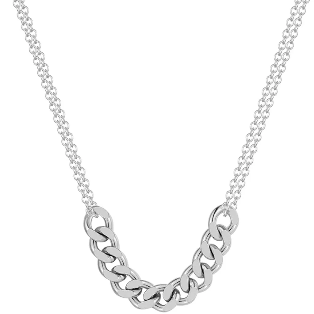 Stainless Steel Curb Chain Wedding Statement Necklace - Durable, High Polished, Classic Design