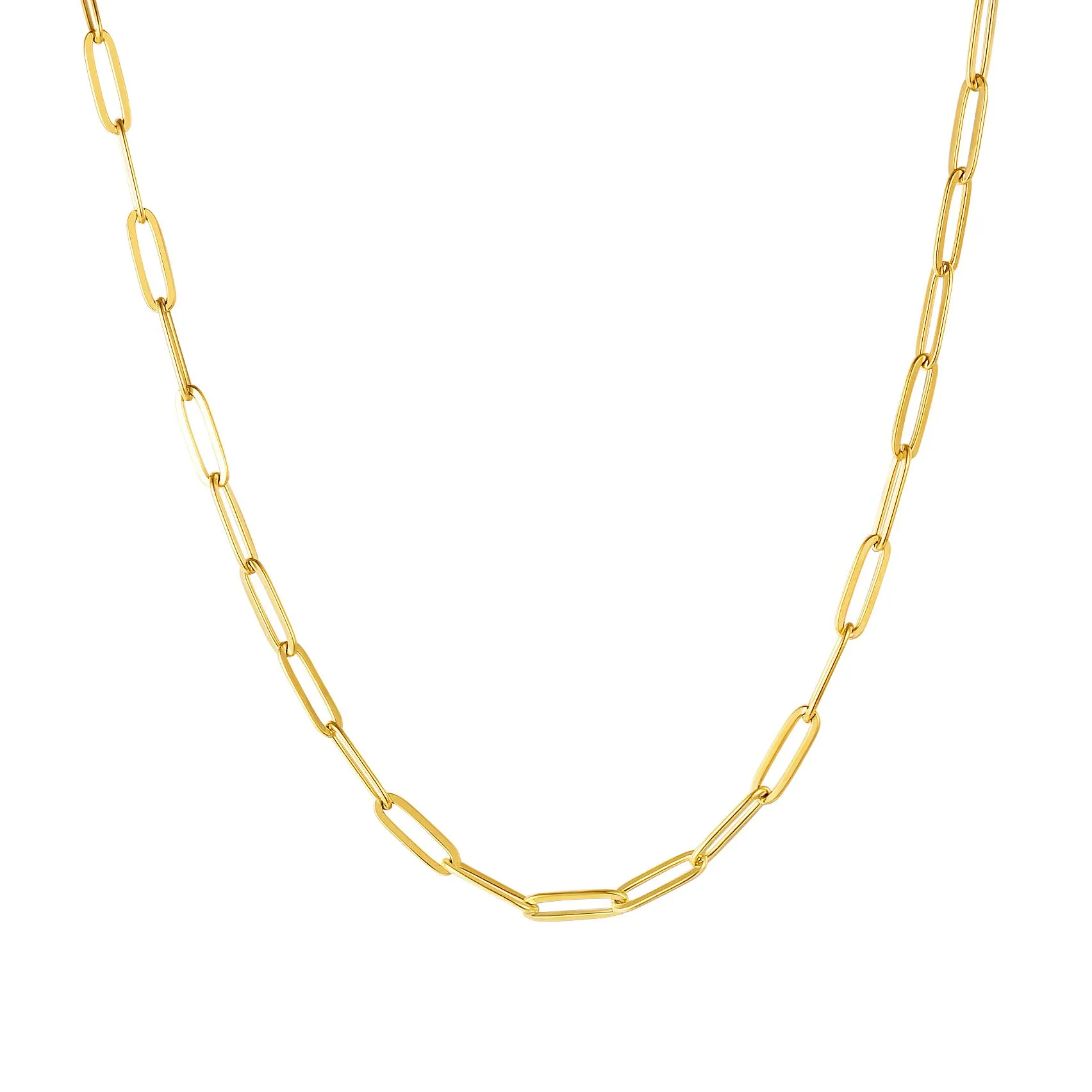 Stainless Steel Dainty Paperclip Link Chain Necklace - 18k Gold & Silver, 16'-24' Lengths