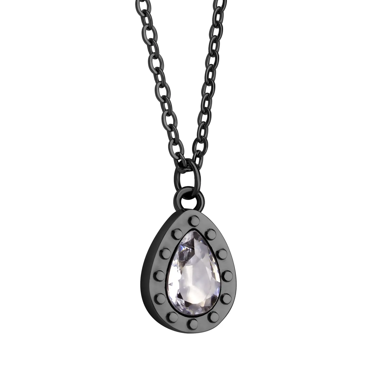 Stainless Steel Sparkly CZ Teardrop Bridal Necklace - Adjustable 18-20' Cable Chain, Gift-Ready