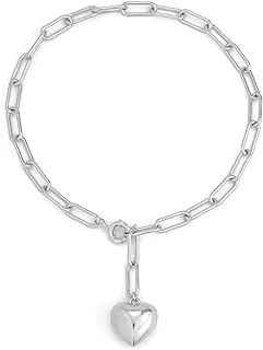 Statement Thick Puffy Heart Chunky Collar Silver/14K Gold Plated Cuban Link Chain Necklace