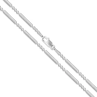 Sterling Silver 1.5mm Ball Bead Bar Chain Necklace - Unique 925 Italy Jewelry