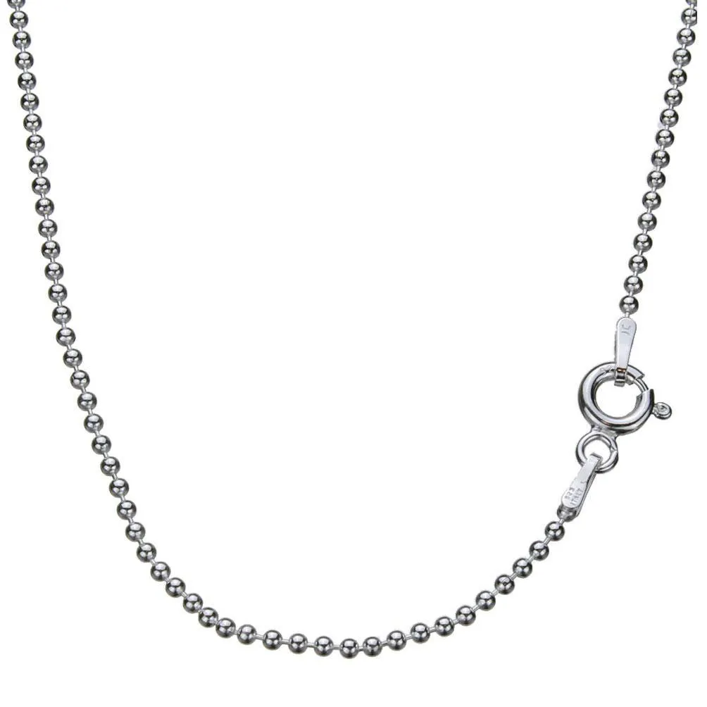 Sterling Silver 1.5mm Bead Ball Chain Necklace, Nickel Free, 20' Length, Italian Craftsmanship