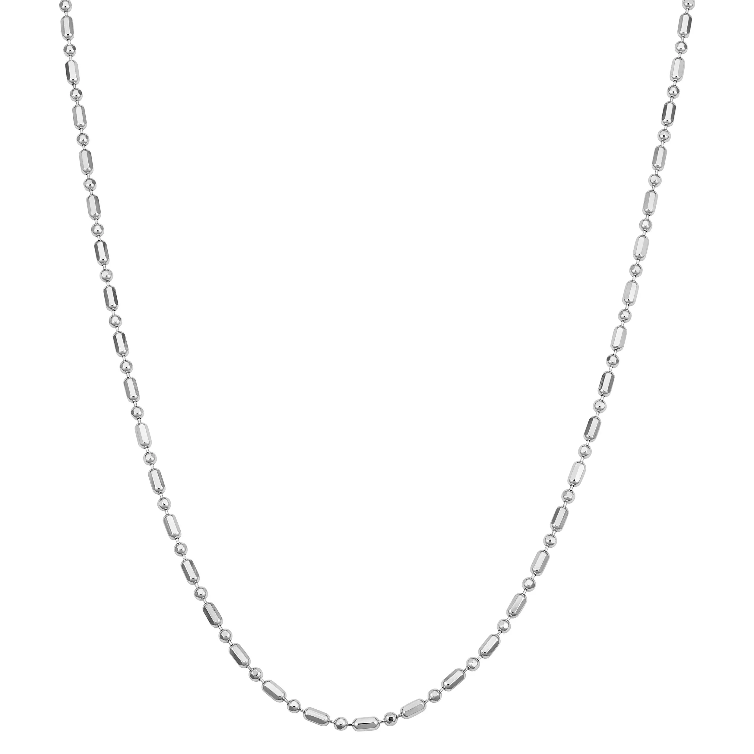 Sterling Silver 1.5mm Diamond-Cut Ball Bar Chain Necklace in Various Lengths by Kooljewelry