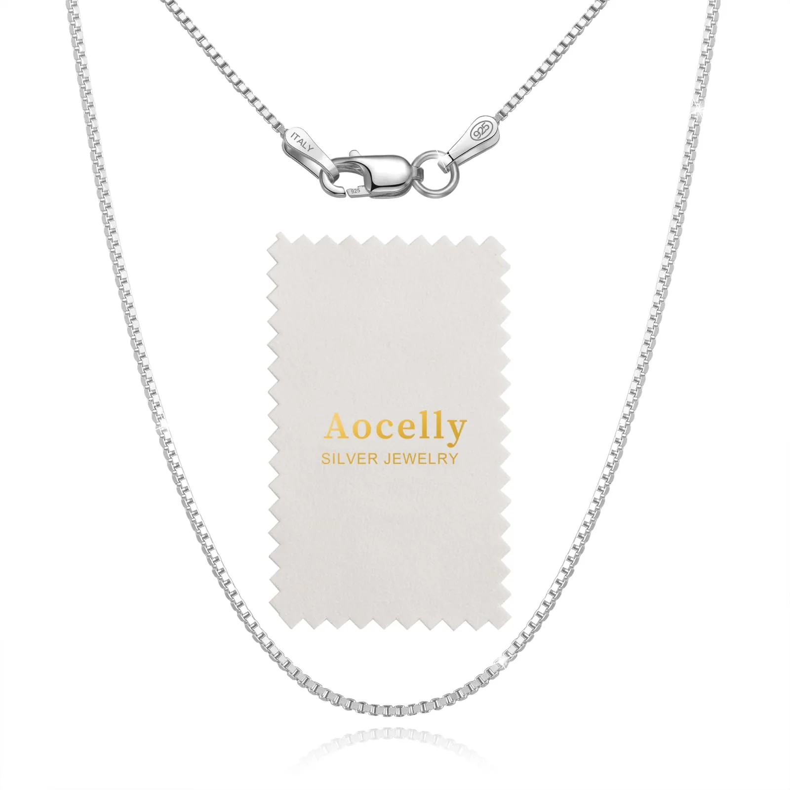 Sterling Silver 1mm Box Chain Necklace, Rhodium Plated, 14-24 Inches, Lightweight & Hypoallergenic