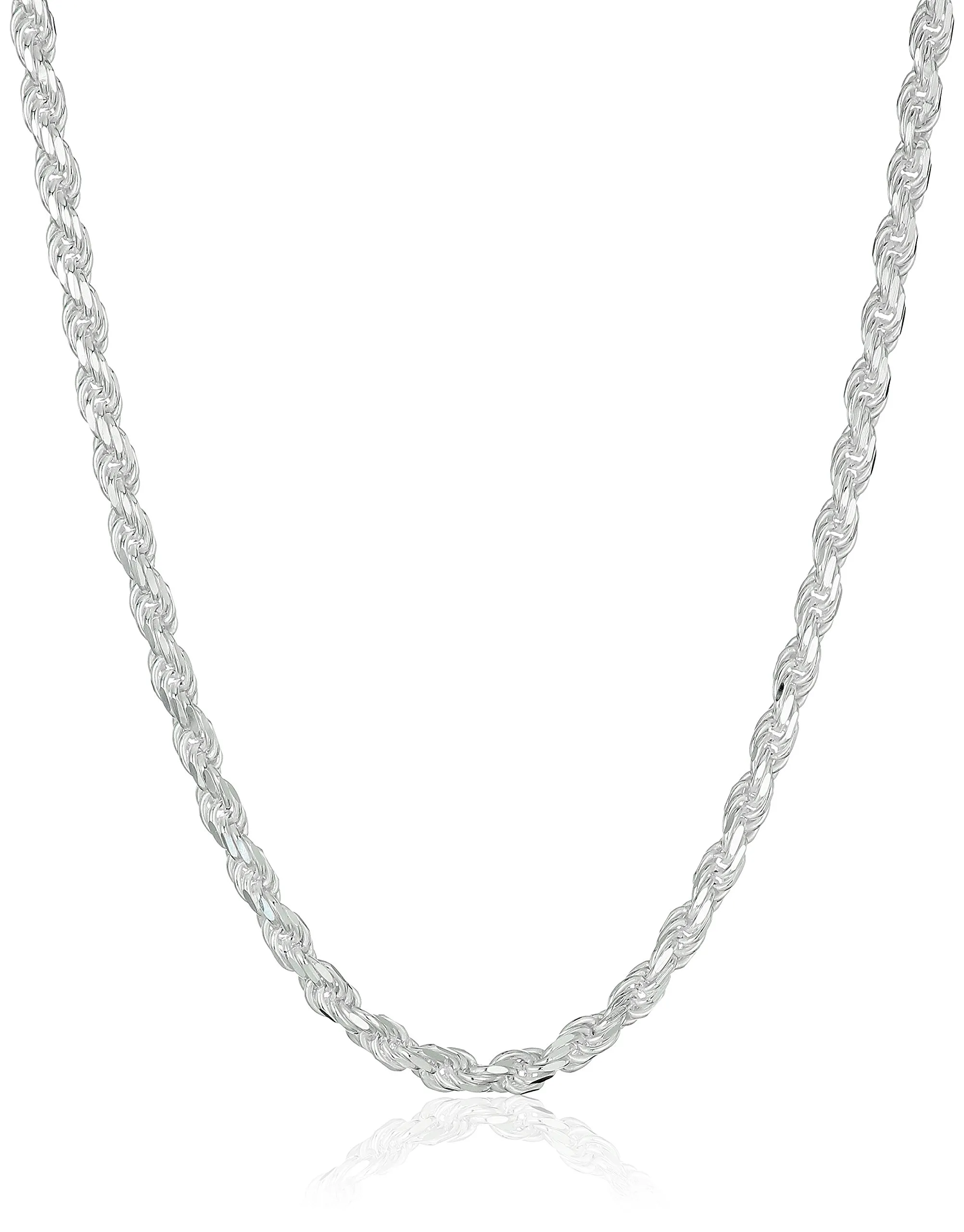 Sterling Silver 24' Diamond Cut Rope Chain Necklace - Timeless & Hypoallergenic Jewelry