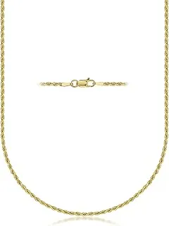 Sterling Silver 2mm Diamond Cut Rope Chain Necklace Made in Italy