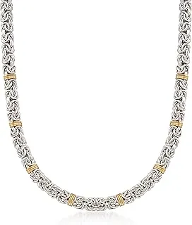 Sterling Silver and 14kt Yellow Gold Byzantine Station Necklace