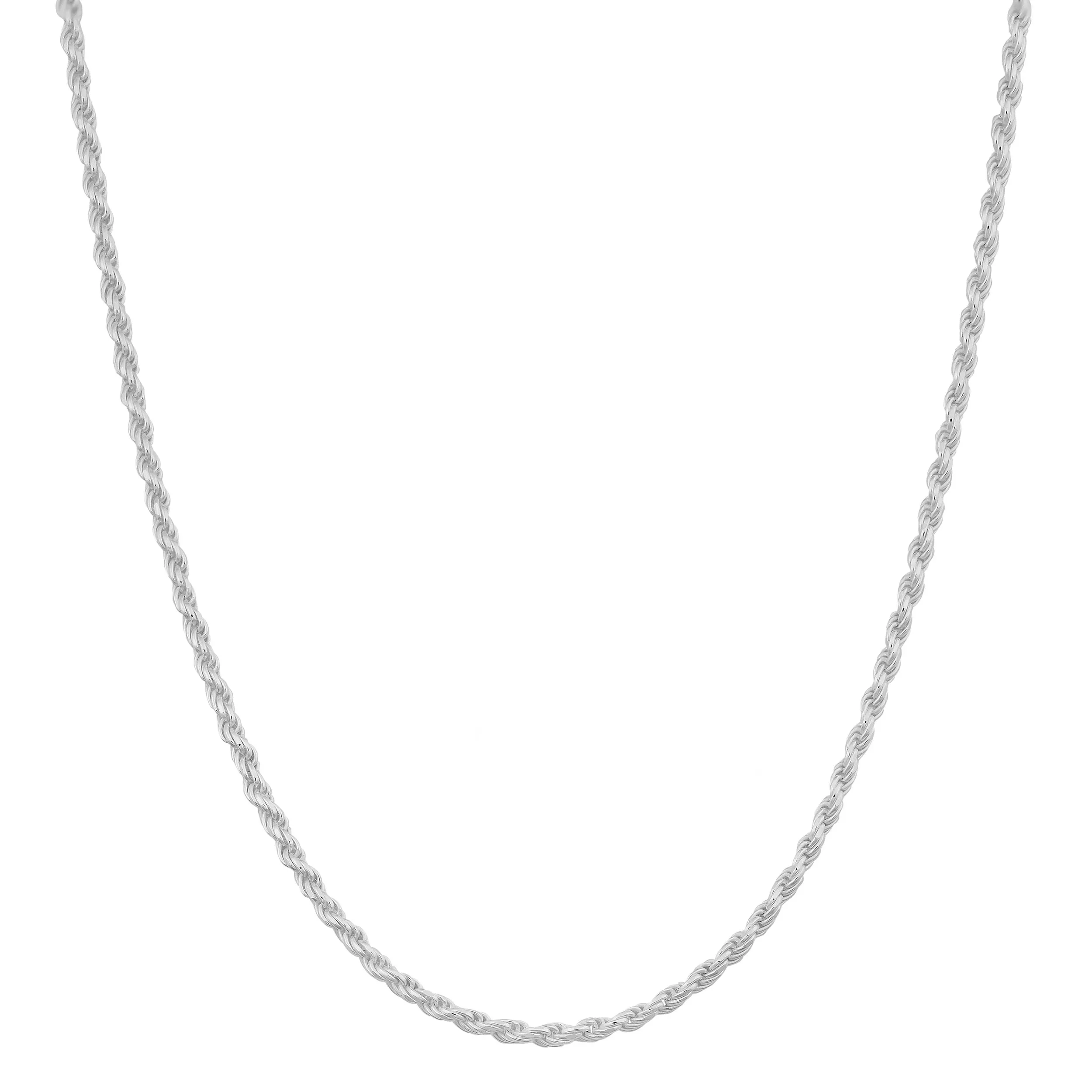 Sterling Silver Diamond-Cut Rope Chain Necklace - 1.2mm, Available in 18-36 Inch Lengths