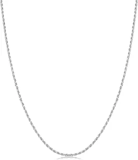 Sterling Silver Diamond-Cut Rope Chain Necklace Bracelet Anklet for Men & Women, 1.1-2.3mm