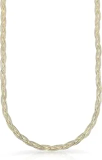 Sterling Silver Diamond Cut Herringbone Chain Necklace & Braided Snake Bracelet Set