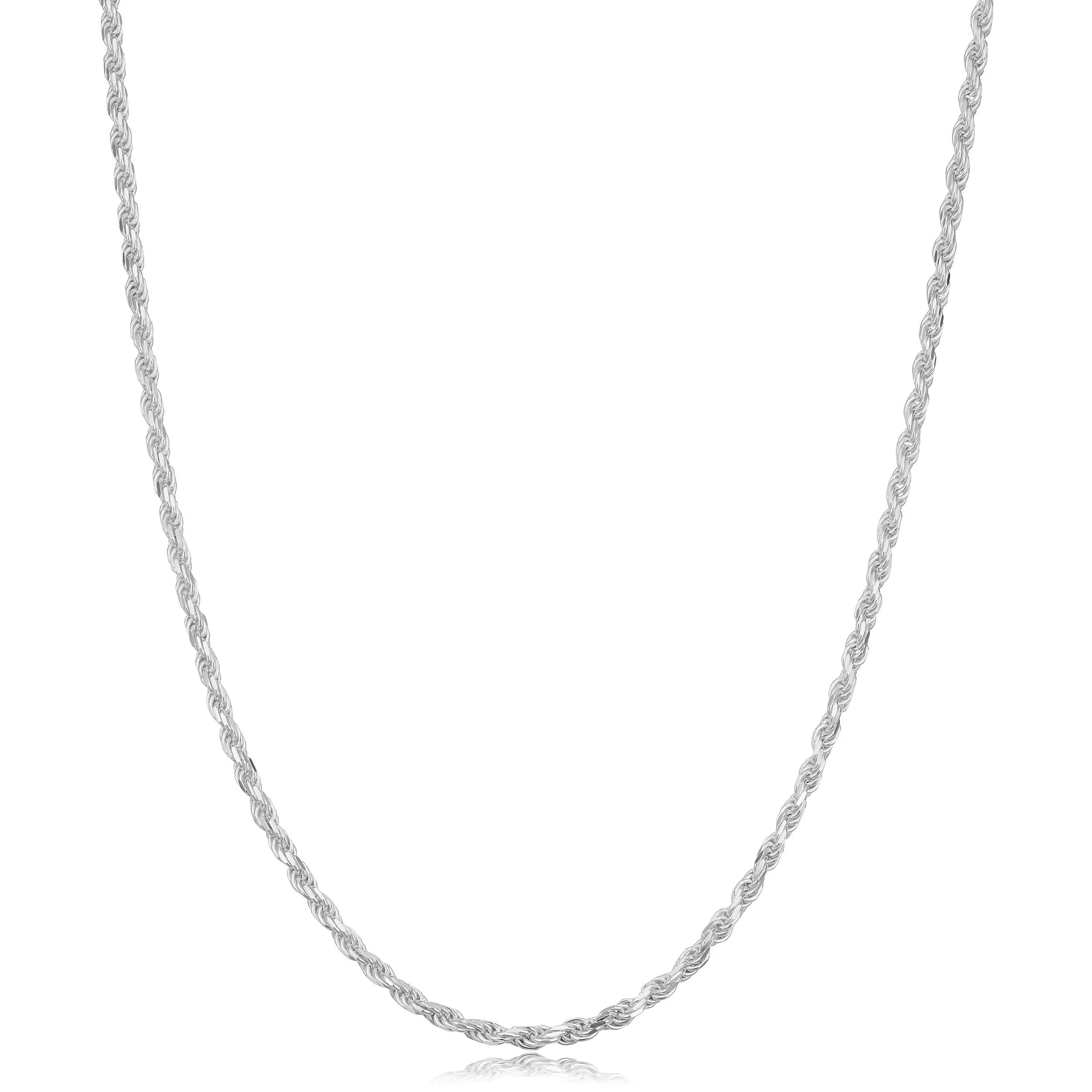 Sterling Silver Diamond Cut Rope Chain Necklace 1.5MM-3.5MM, 925 Italian Silver, Lobster Clasp