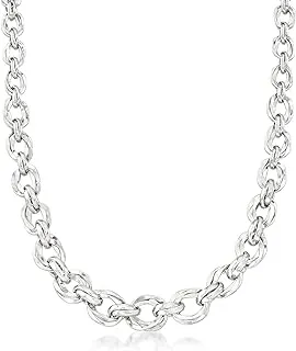 Sterling Silver Graduated Oval-Link Necklace for Elegant Looks