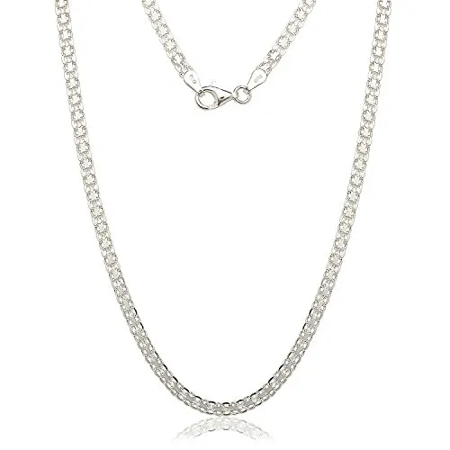 Sterling Silver Italian 3.5mm Bismarck Chain Necklace (16-30') - Unisex Woven Statement Jewelry