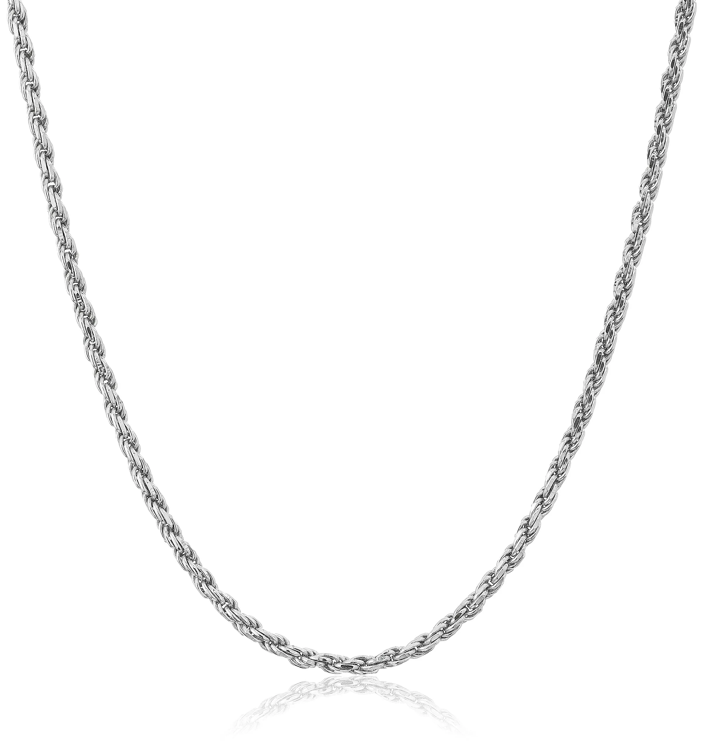 Sterling Silver Italian Diamond Cut Rope Chain Necklace for Ladies