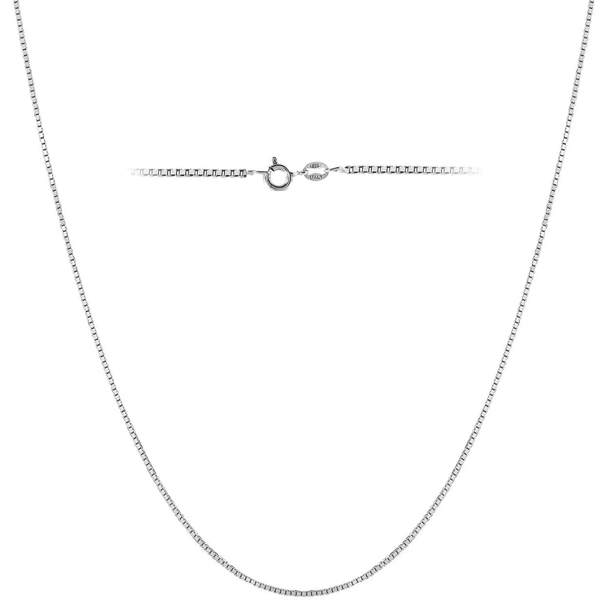 Sterling Silver Necklace for Women, Italian Box Chain 16/18/20/22/24 Inch, Hypoallergenic Gift