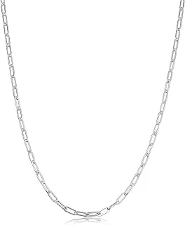 Sterling Silver Polished 2.3 mm Paperclip Chain Necklace for Men and Women