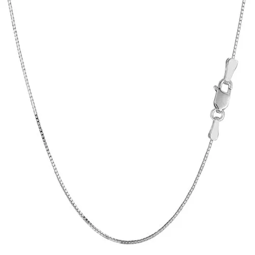 Sterling Silver Rhodium Plated Box Chain Necklace 16 Inches 0.9mm - Hypoallergenic & Durable