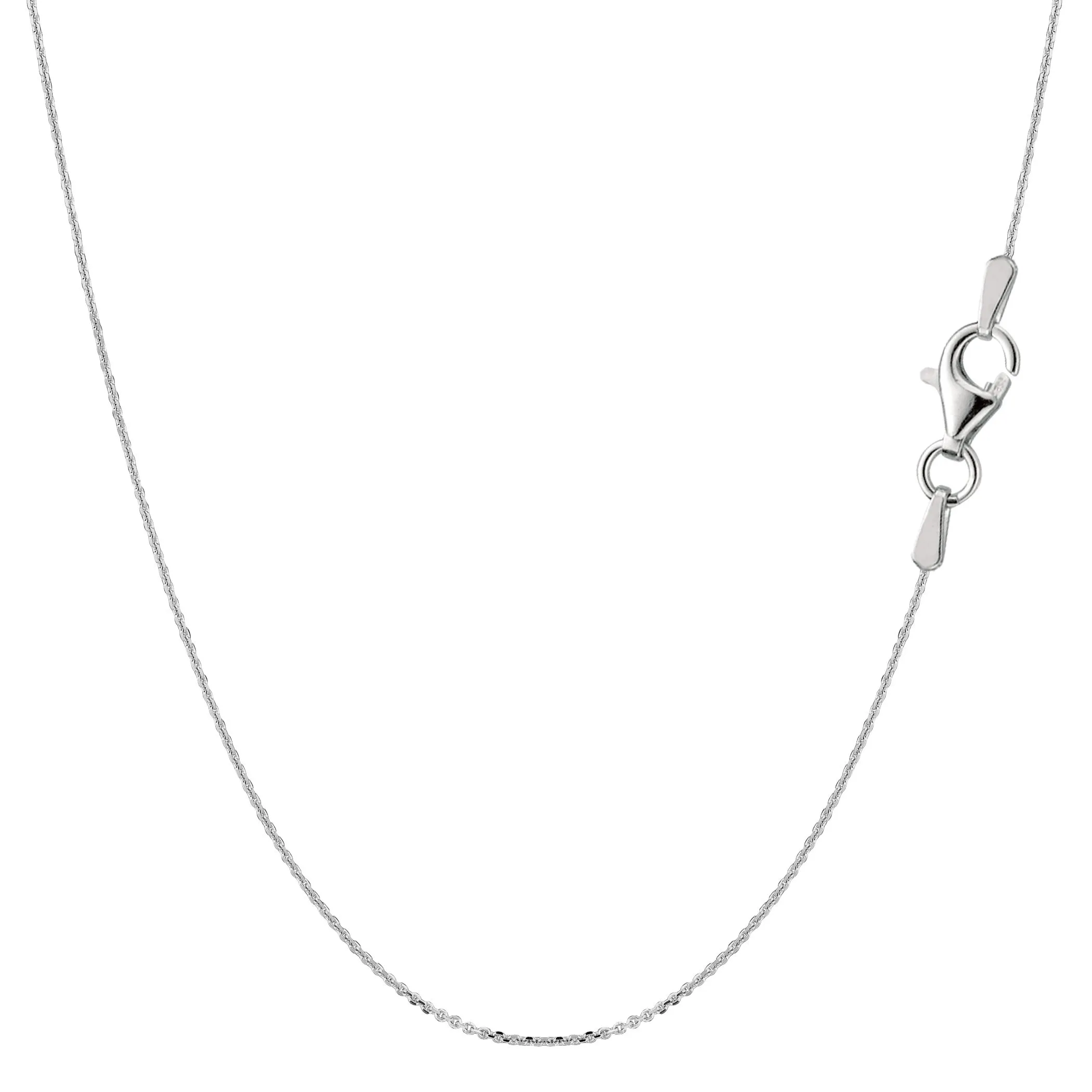 Sterling Silver Rhodium Plated Cable Chain Necklace 0.6mm, 16 Inch, Hypoallergenic & Lightweight