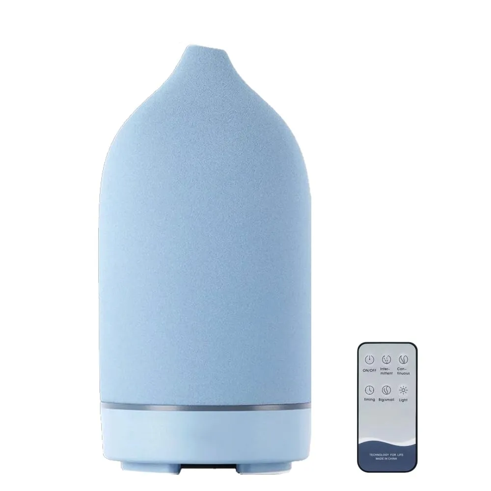 Stone Essential Oil Diffuser - Ceramic Ultrasonic Aromatherapy with Remote Control, 160ML, Sky