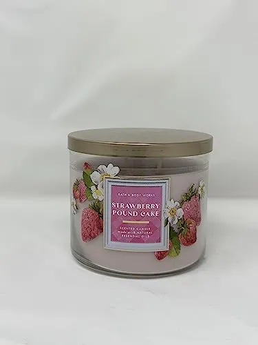 Strawberry Pound Cake 3-Wick Candle 14.5 oz - Natural Essential Oil, Room-Filling Fragrance