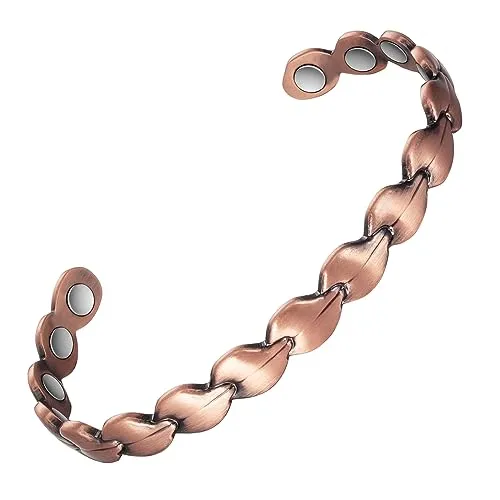 Stylish Wollet Copper Bracelet for Women, Adjustable Magnetic Bangle, Pure Copper Jewelry